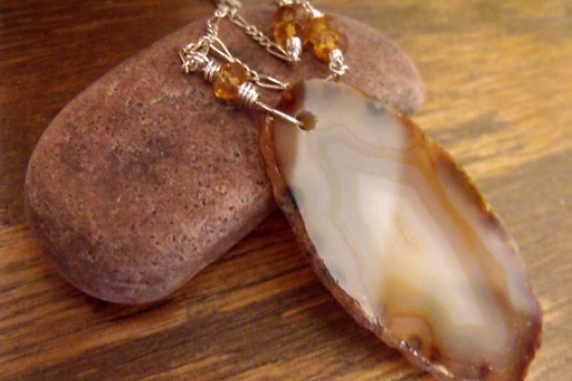 Natural Agate Slice Necklace
