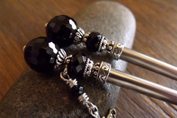 Black Onyx Gemstone Hairsticks