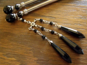 Black Onyx Gemstone Hairsticks