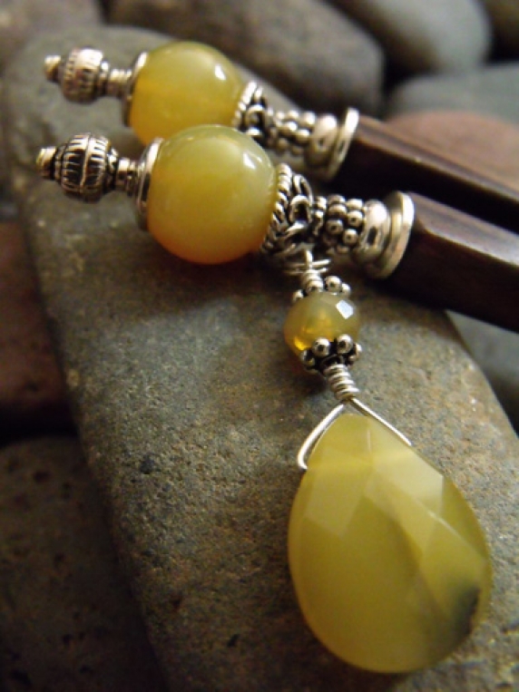 Drops of Sunshine Gemstone Charm Hairsticks africanopalcharmhairsticks.jpg