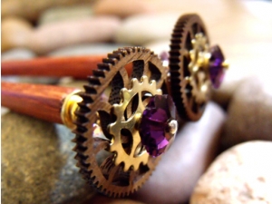 Steampunk Amethyst Gear Hairsticks