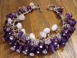 Amethyst Fringe Gemstone Charm Bracelet