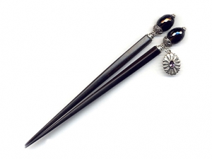 Chocolate Velvet Sterling Charm Hairsticks