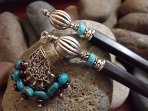 Dancing Turquoise Chandelier Hairsticks