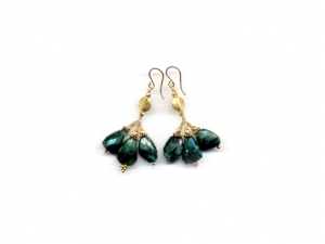 Emerald Nugget Dangle Earrings