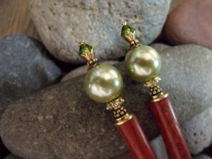 Green Goddess Shell Pearl Hairsticks