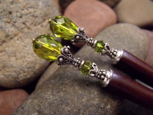 Green Faerie Crystal Hairsticks