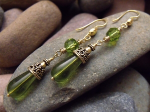 Olivine Glass Drop Earrings