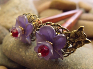 Purple Posies Hairsticks