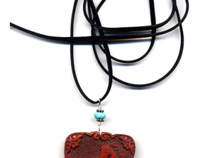 Red Lacquered Horse Necklace