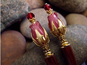 Siam Pink Fairytale Flower Hairsticks