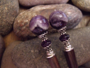 Snowcapped Amethyst Hairsticks