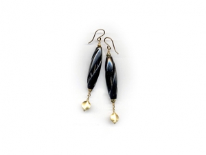 Spiraling Obsidian Drop Earrings