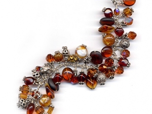 Tawny Tones Glass Charm Bracelet