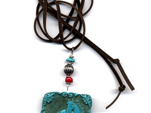 Turquoise Lacquer Horse Necklace